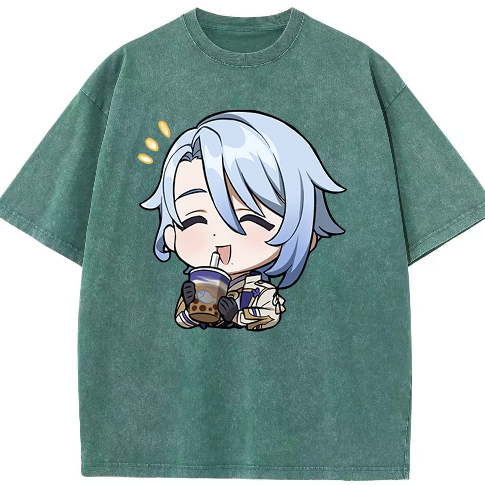 げんし神 神里綾人 かみさとあやと genshin Kamisato Ayato 綿100% ヴィンテージ風 半袖Tシャツ（フロントプリント）